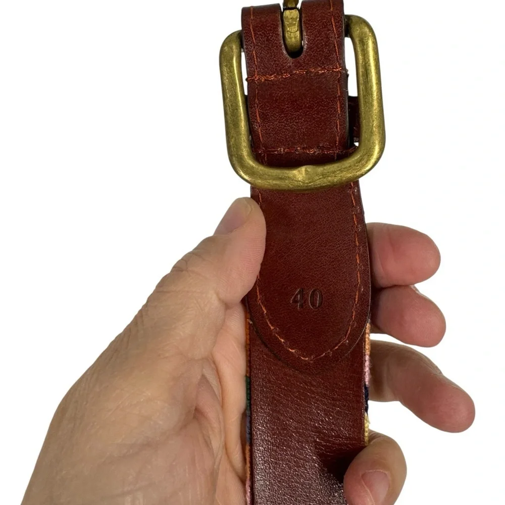 Smathers & Branson needlepoint belt Parson’s Stripe